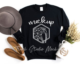 Black Crewneck Mock Etsy
