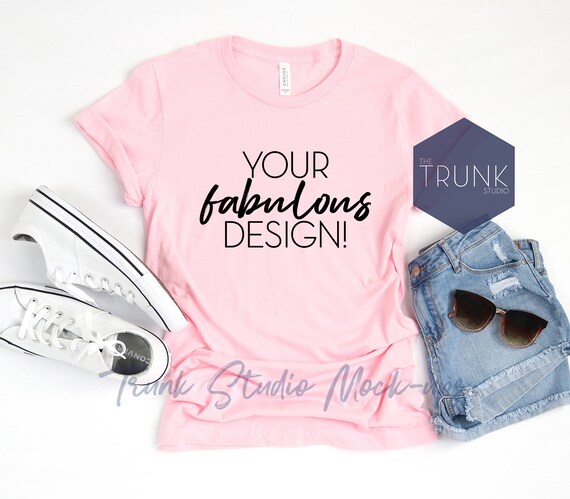 Bella Canvas 3001 Pink Shirt Mock Up Womens Bella Canvas 3001 Pink Shirt Mock Up Womens