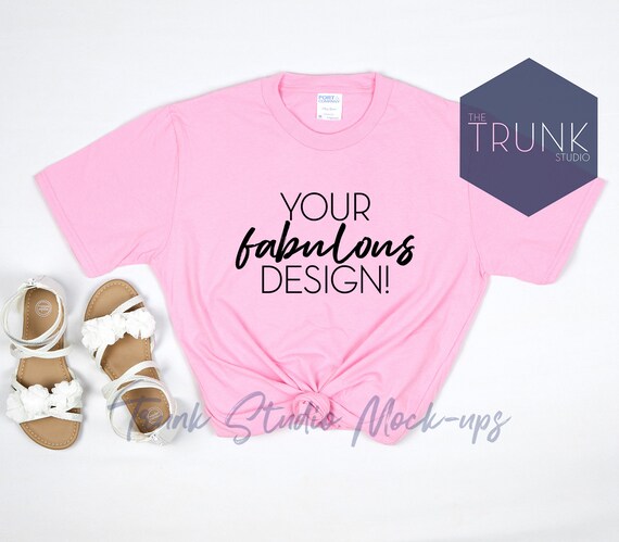 Download Free Pink Port Co 450y Shirt Mockup Kids (PSD) - Download ...