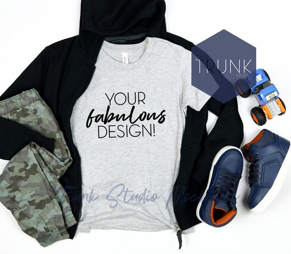 Bella Canvas 3001y Athletic Heather Shirt Mockup Flat Bella Canvas 3001y Athletic Heather Shirt Mockup Flat