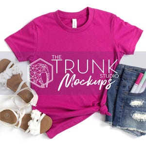 Bella Canvas 3001Y Mockup Bundle | 8 Mädchen Side Tie T-Shirt Flat Lay JPGs Bild 2