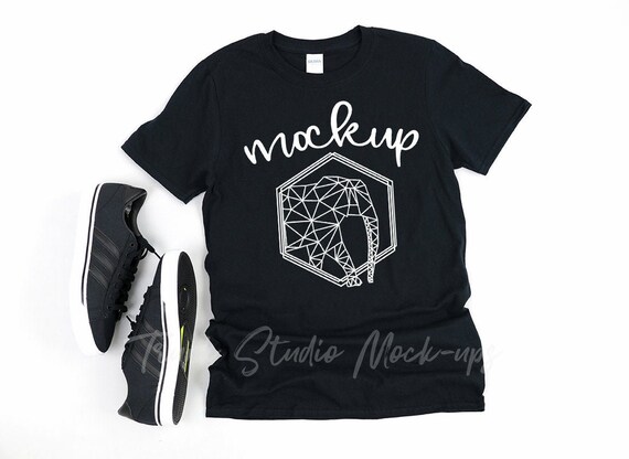 Gildan 64000 Black Shirt Mock Up Mens Shirt Mockup Black Etsy