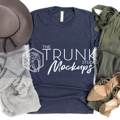 Bella Canvas 3001 Mockup Bella Canvas Heather Navy Shirt - Etsy