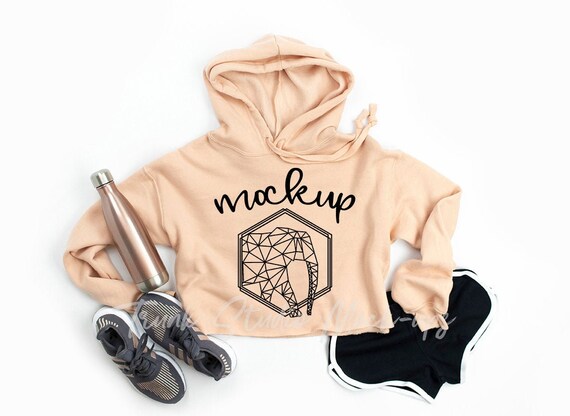 Bella Canvas 7502 Peach Crop Hoodie Mock Up Womens Crop Etsy