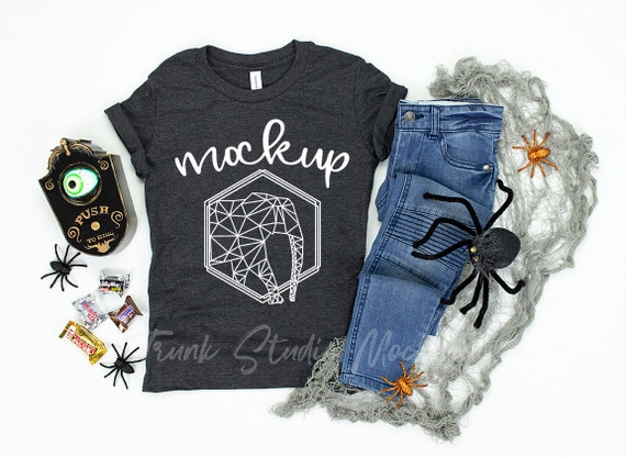 Dark Grey Heather 3001y Mock Up Halloween Shirt Mock Up Etsy
