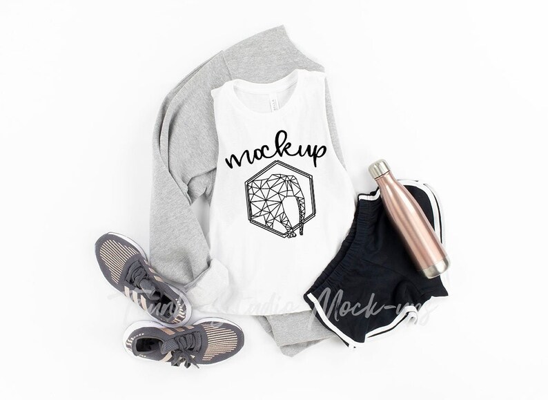 Download Bella Canvas 6682 WHITE Crop Tank Mock Up Womens Tank Top | Etsy