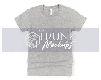 Bella Canvas 3001Y Athletic Heather Shirt Mockup, 3001y Mockup, Kids Shirt Mockup, Girls Styled Mockup, Bella Canvas 3001Y Mockup