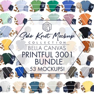 Bella Canvas 3001 Mockup Bundle | 52 JPGs für seitliche Krawatten für Frauen in wunderschönen Farben