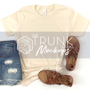 Bella Canvas Natural 3001y Mockup, Bella Canvas 3001y Mockup, 3001y Natural Mock Up, Kids Flat Lay Mockup, Natural Shirt Mockup