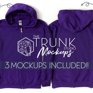 18600 PURPLE Mockup, Gildan 18600 Mockup, Gildan Front and Back Mockup, Zip Hoodie Mockup, 18600 Mockup Purple, Zip Up Hoodie Mock Ups