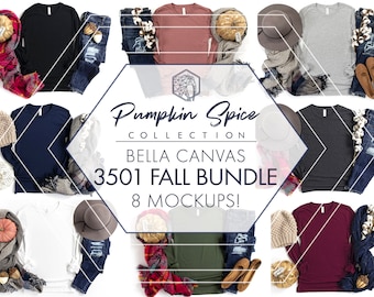 3501 FALL MOCKUP BUNDLE Mockup, Fall Long Sleeve Mockup, 3501 Mockup Bundle, 3501 Mockup Black, Bella Canvas 3501 Mockup, 3501 Mock Ups