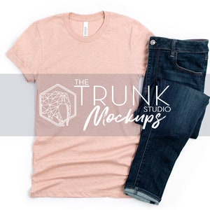 3001 HEATHER PRISM PEACH Mockup, Heather Prism Peach Mockup, Bella Canvas 3001 Mockup, Heather Prism Peach 3001 Mockup, 3001 Mock Up