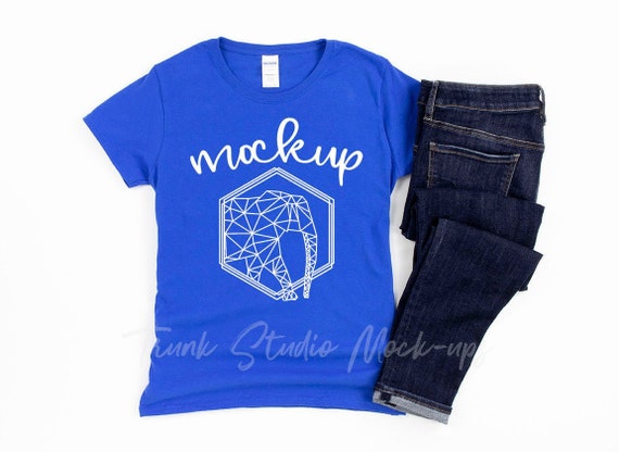 Gildan 5000l Royal Mockup Womens T Shirt Mock Up Heavy Etsy