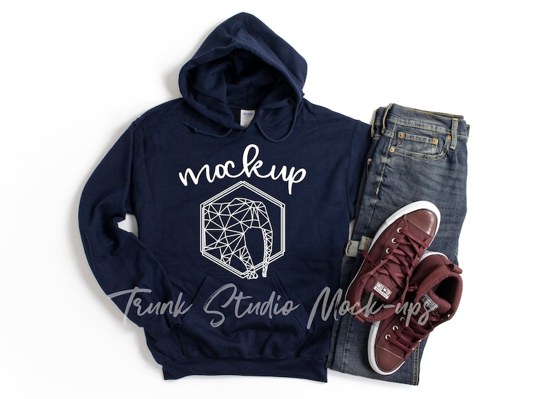 Download 18500 Navy Hoodie Mock Up Unisex Hooded Sweatshirt Mockup ...