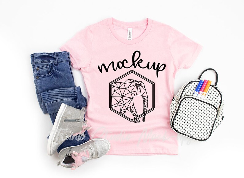 Download Bella Canvas 3001Y PINK Shirt Mockup Pink Shirt Mock Up ...