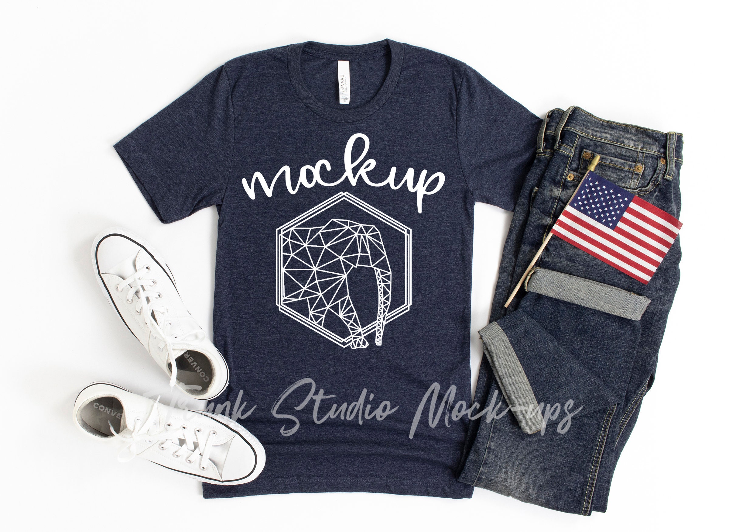 Download Heather Midnight Navy Bella Canvas 3001 Shirt Mock up Blank | Etsy