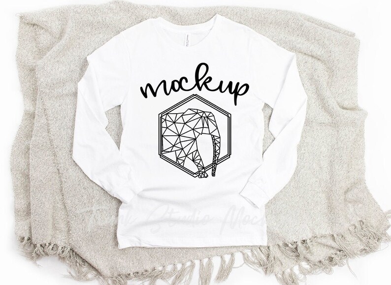 Download Bella Canvas 3501 White Long Sleeve Mock Up Long Sleeve ...
