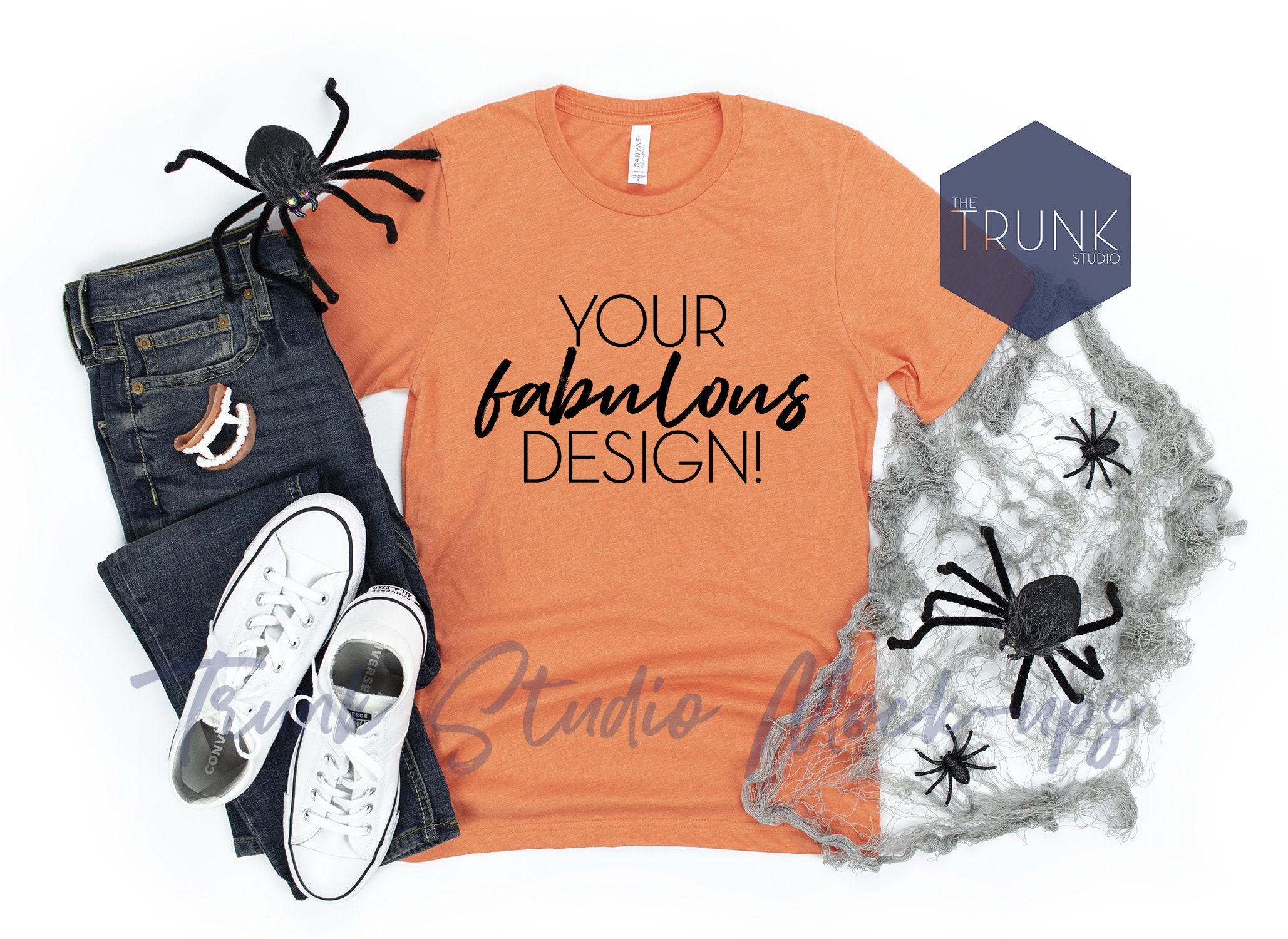 Orange Heather 3413 Mockup Halloween Shirt Mock Up Etsy