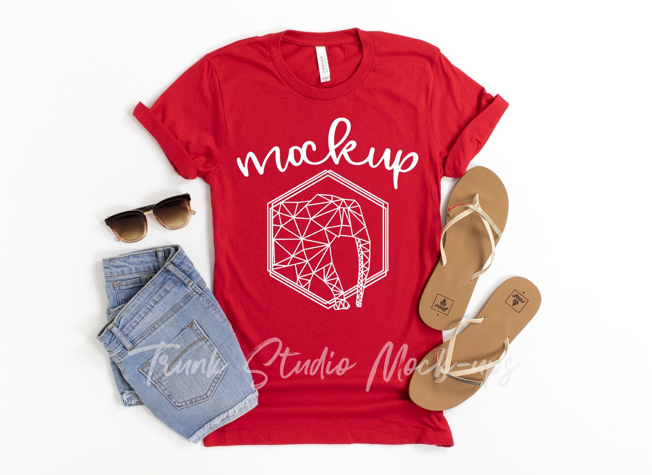 Download Red 3001 Shirt Mock Up Womens Shirt Mockup 3001 Shirt Mock ...