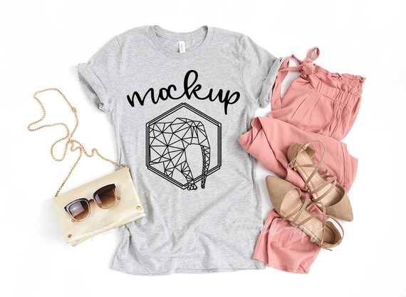 Bella Canvas 3001 Athletic Grey Shirt Mock Up Womens Shirt Etsy