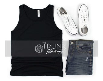 Bella Canvas 3480 Black Mockup / Canotta da uomo Flat Lay