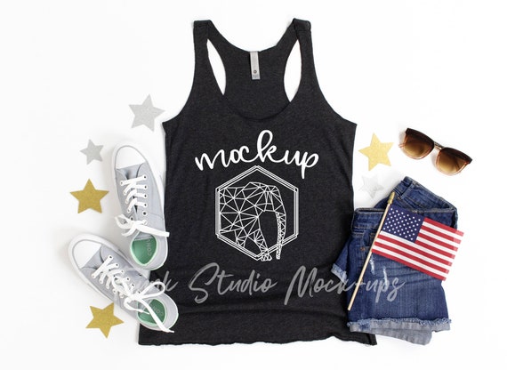 6733 Vintage Black Mock Up 4th Of July Tank Top Mock Up Tank Etsy