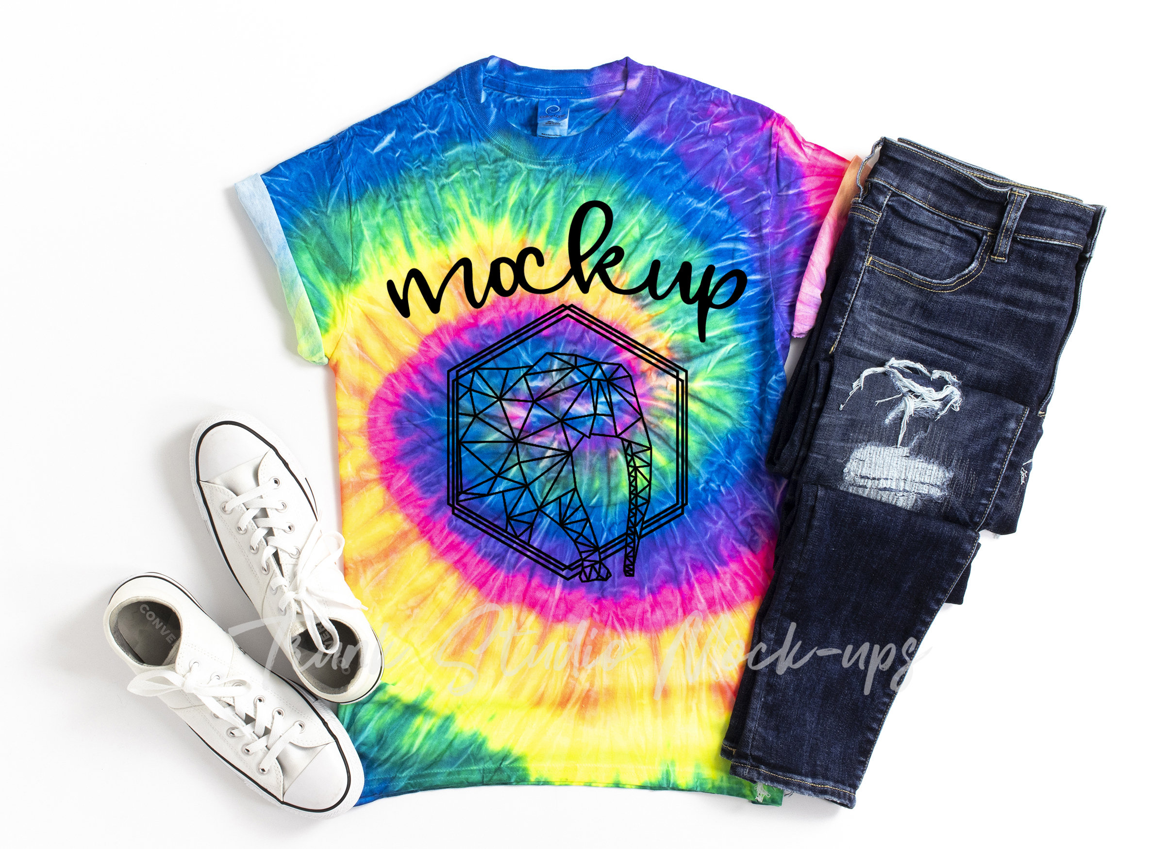 Download Colortone Neon Rainbow Tie-Dye CD100 Mock Up Tie Dye Shirt ...
