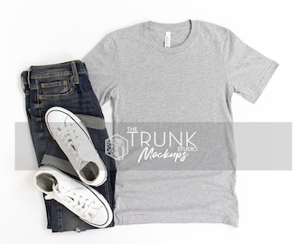 Bella Canvas 3001 Athletic Heather Mockup / Maglietta da uomo in piano