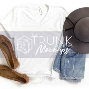 3005 White Mockup, VNeck TShirt Mockup, White 3005 Mockup, Bella Canvas 3005 Mockup, Bella Canvas VNeck Mockup, 3005 Mockup White