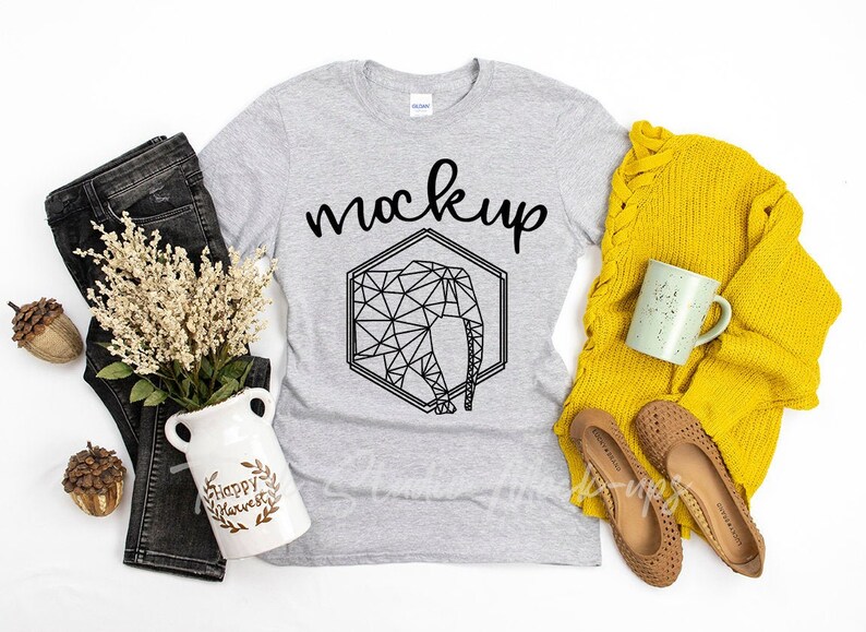 Download FALL Gildan 64000 Sport Grey Shirt Mock Up Thanksgiving ...