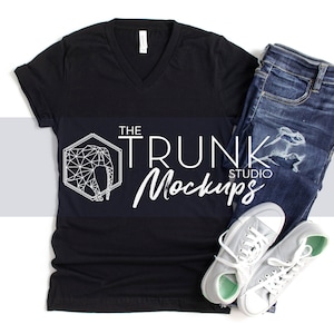 Mockup BLACK 3005, Mockup di camicia con scollo a V nera, Mockup Bella Canvas 3005, Mockup 3005 nero, Mockup di camicia con scollo a V, Mockup 3005 nero