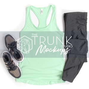 Next Level 1533 mintgroen tanktopmodel | Workout racerback voor dames, plat gelegd