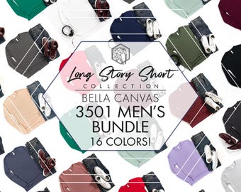 Bella Canvas 3501 Bundle | 16 Mens Long Sleeve-Only Flat Lays | JPG