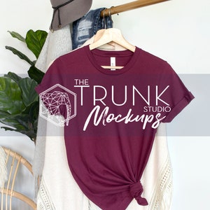 3001 MAROON Mockup, Bella Canvas Hanging Mockup, Hanger TShirt Mockup, 3001 Mockup Maroon, Maroon 3001 Mockup, Maroon Tshirt Mockup