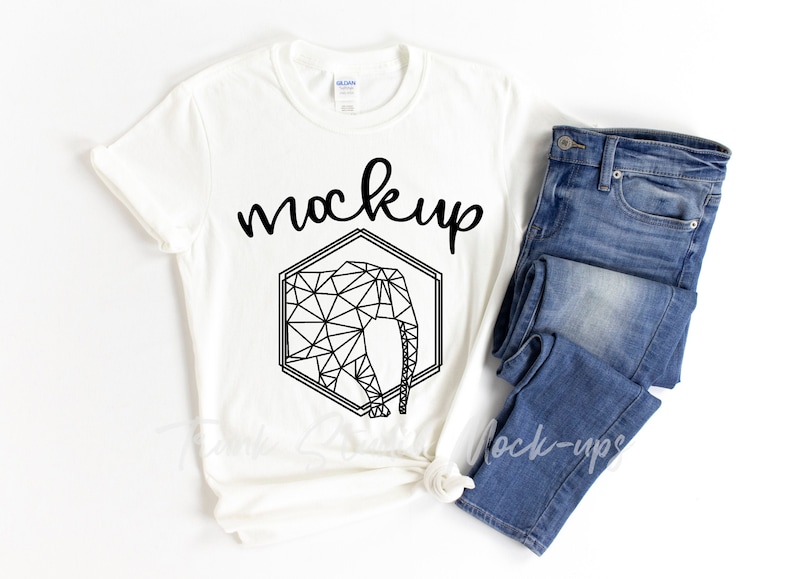 Download White Gildan 64000 Mockup Unisex T-Shirt Mockup Gildan ...