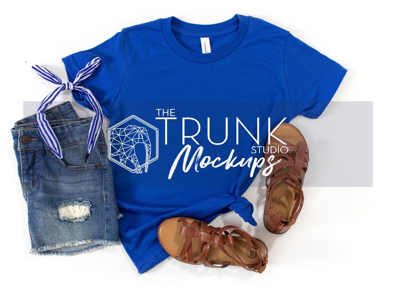 Bella Canvas 3001Y Mockup Bundle | 8 Mädchen Side Tie T-Shirt Flat Lay JPGs Bild 9