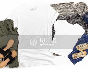 Bella Canvas 3001 & 3001T White Family Mockup | Mommy and Me | JPG