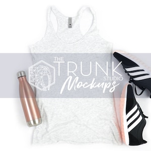 HEATHER WHITE 6733 Mockup, Workout Tank Top Mockup, Next Level 6733 Mockup, 6733 Tank Mockup, 6733 Heather White Mockup, 6733 Mock Up