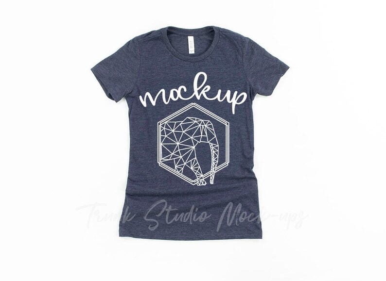 Download 6004 Bella Canvas Shirt Mockup Heather Navy Mock up Shirt ...