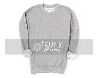 Gildan 18000 Sport Grey Mockup | Women’s Sweatshirt Flat Lay