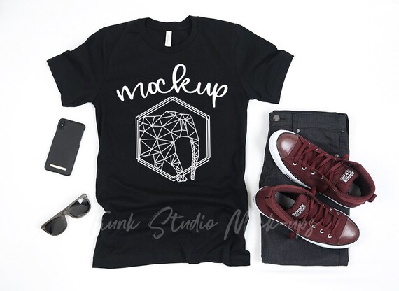Bella Canvas 3001 Black Shirt Mock Up Mens Shirt Mockup Etsy
