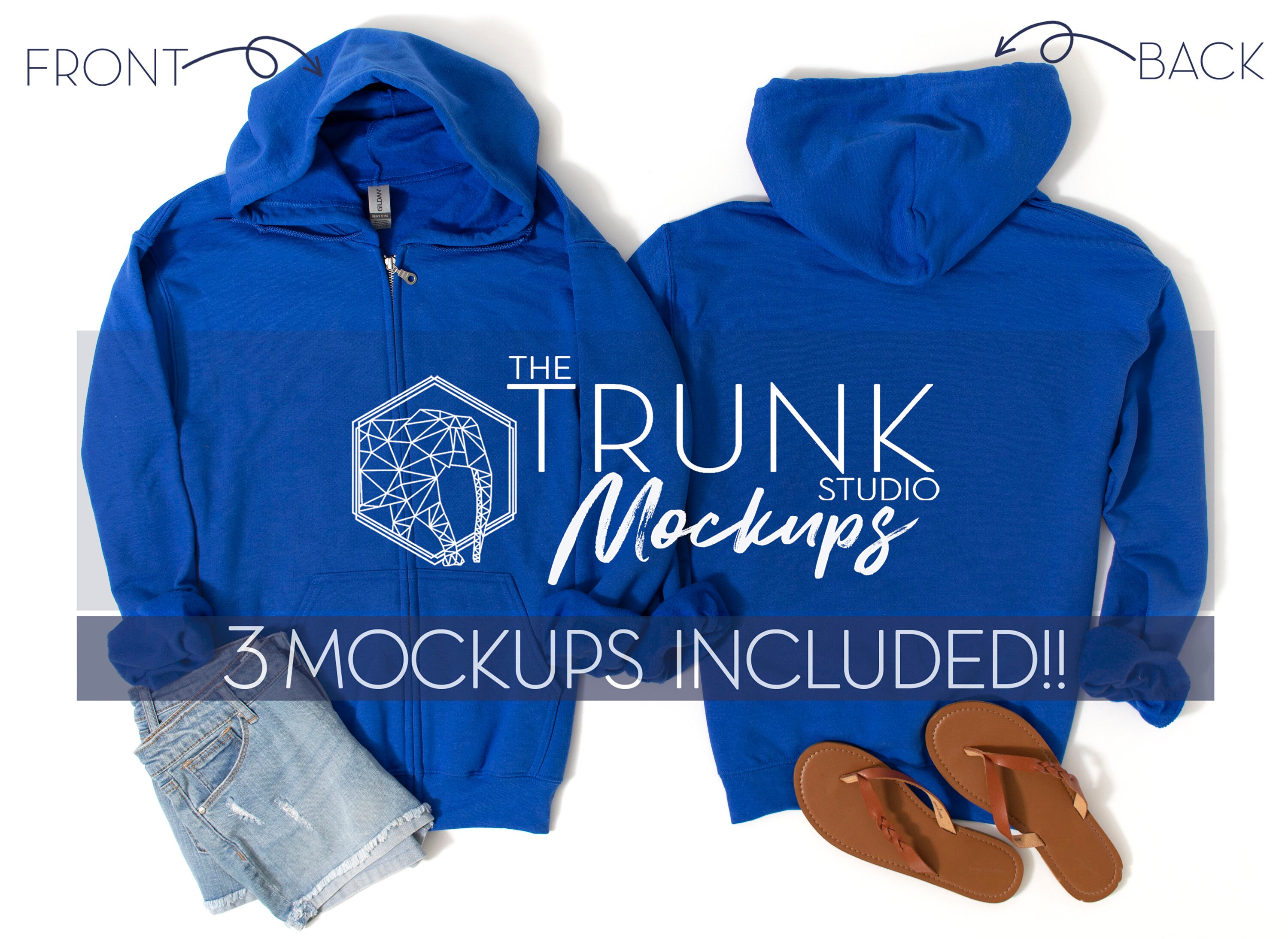 18600 ROYAL Mockup, Zip Hoodie Mockup, Gildan 18600 Mockup, Front and Back Zip Hoodie Mockup, 18600 Mockup Royal, Gildan Zip Hoodie Mockup
