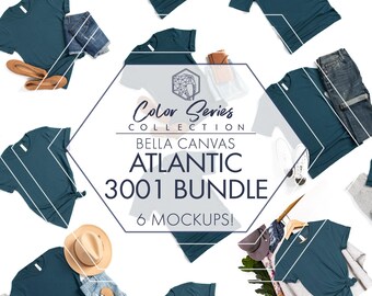 Bella Canvas 3001 Atlantic Mockup Bundle | 6 Women’s & Men’s Flat Lays