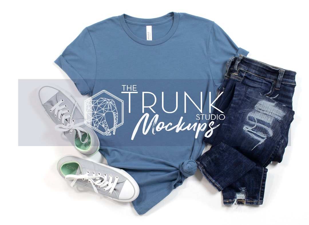 3001 Steel Blue Mockup, Bella Canvas Steel Blue Mockup, Steel Blue 3001