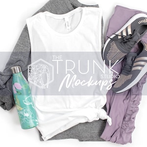 Bella Canvas 6003 White Mockup | Women’s Workout Tank Top Flat Lay
