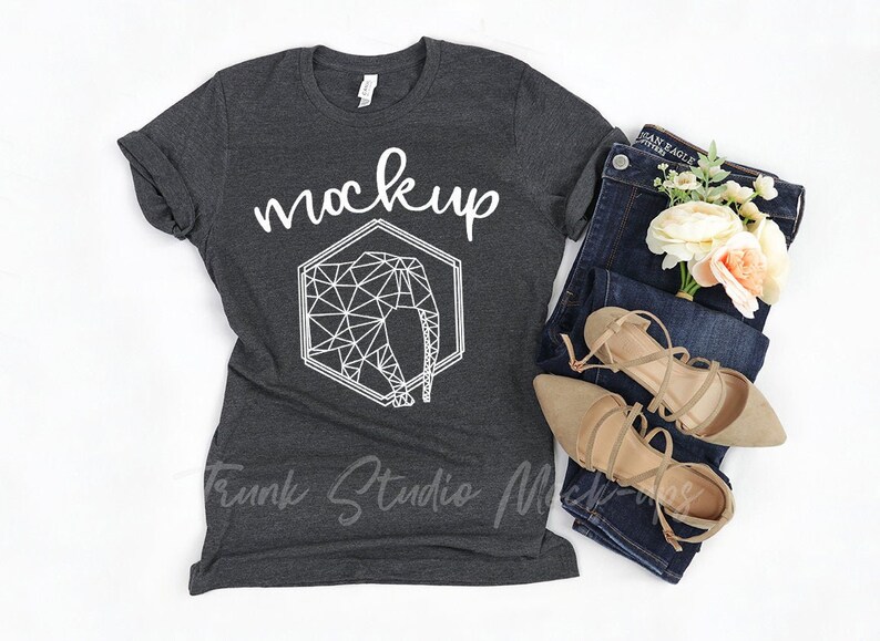 Dark Grey Heather Bella Canvas 3001 Shirt Mock Up Womens Etsy