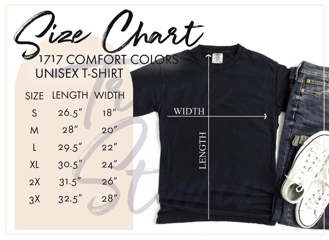 1717 SIZE CHART Comfort Colors 1717 Size Chart Comfort - Etsy