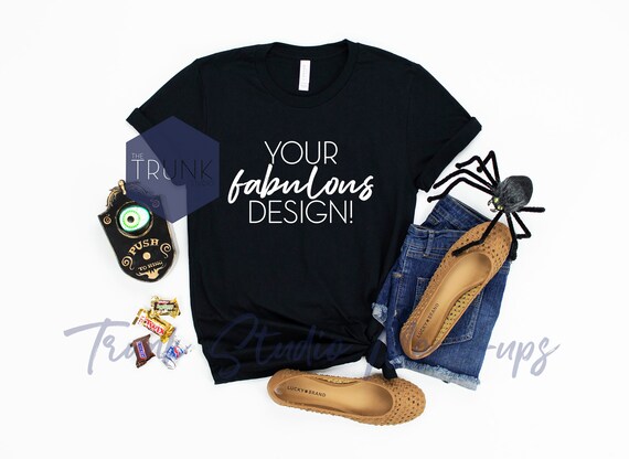 Black Bella Canvas 3001 Mock Up Halloween Shirt Mock Up Etsy