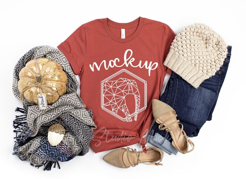 Download FALL Bella Canvas 3001 RUST Shirt Mock Up Thanksgiving ...