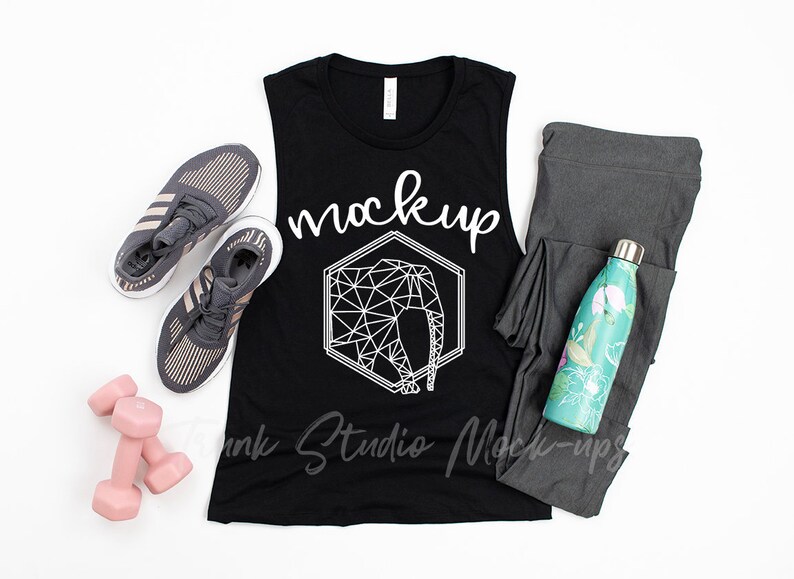 Download Bella Canvas 6003 BLACK Muscle Tank Mock Up Womens Tank ...